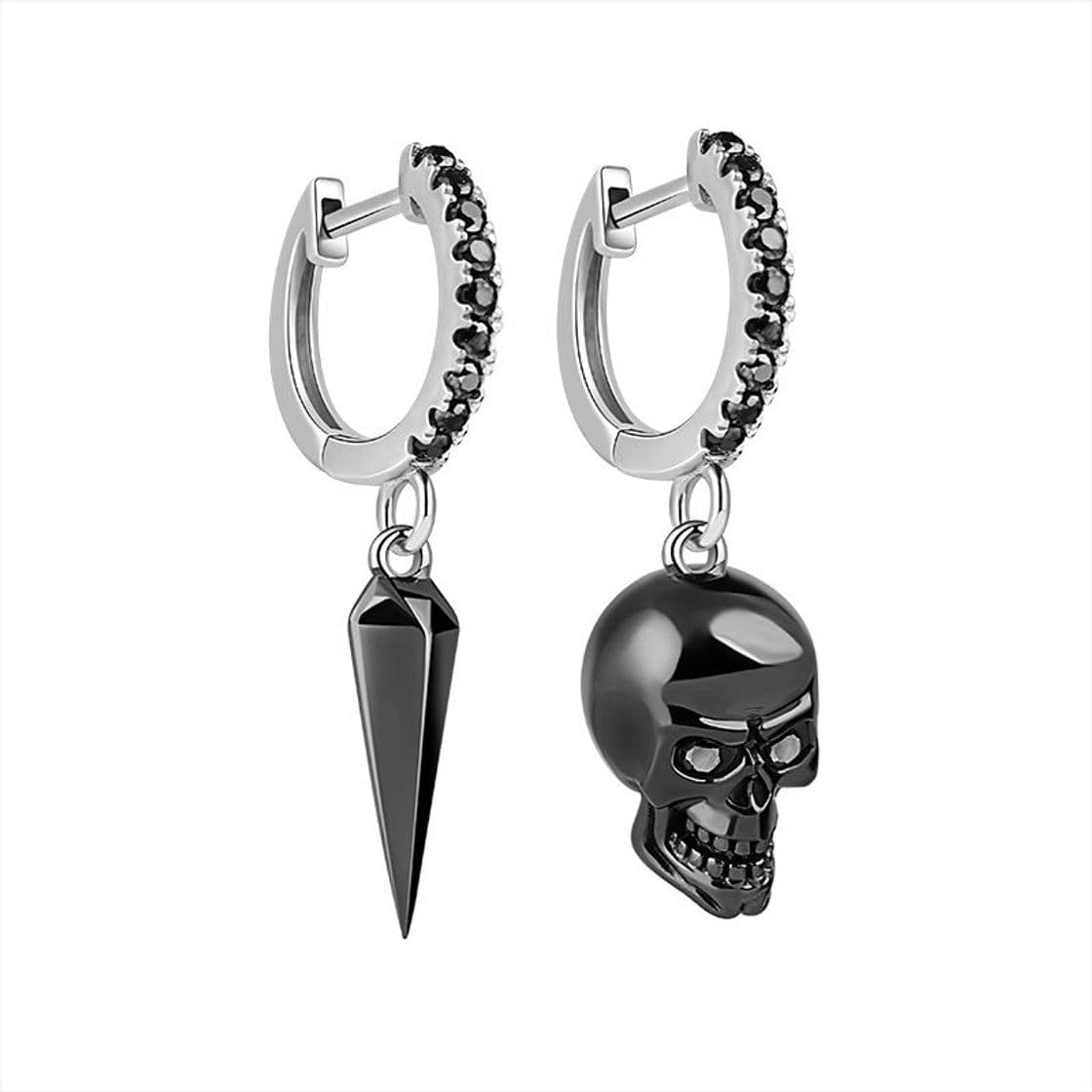 Moda Black Skull and Awl Earring 925 Sterling Silver - Gnoce Jewelry