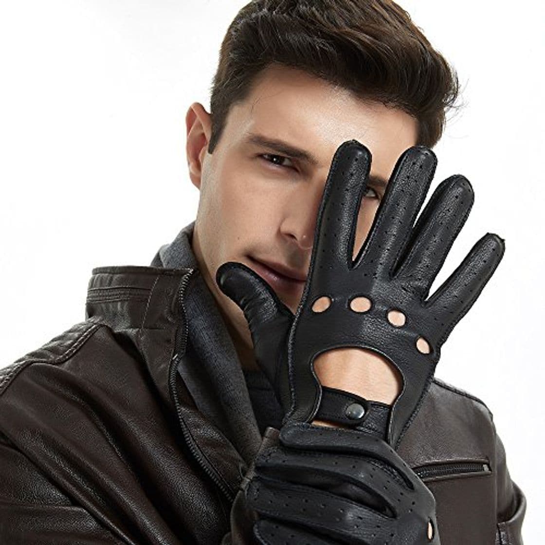 Moda ZQ-Collection Guantes de piel de venado de alta calidad y lujo