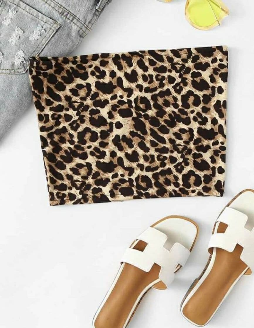 Moda top bandeau animal print