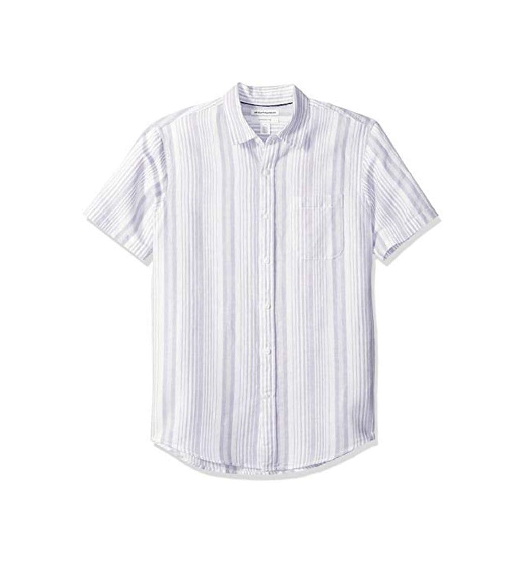 Product Amazon Essentials - Camisa de lino a rayas, de manga corta y