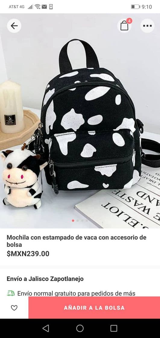 Fashion Mochila con diseño de vaca