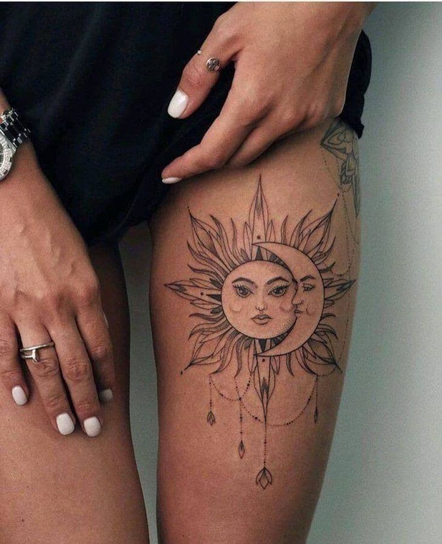 Fashion Tatuagem de sol e lua