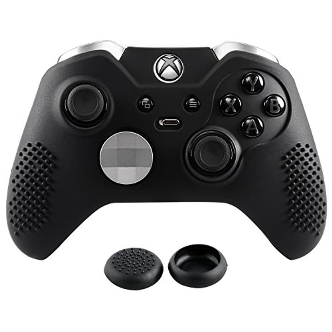 Product eXtremeRate Funda de Silicona Carcasa Suave Cubierta Protectora Antideslizante para Mando de Xbox One Elite con Dos Tapas de Joyticks Negro