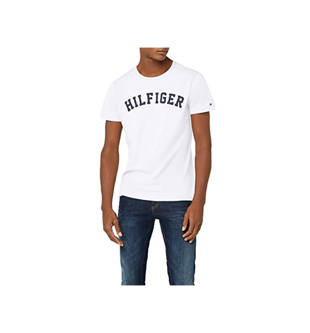 Product Tommy Hilfiger Logo Camiseta de Cuello Redondo,Perfecta para El Tiempo Libre, Blanco