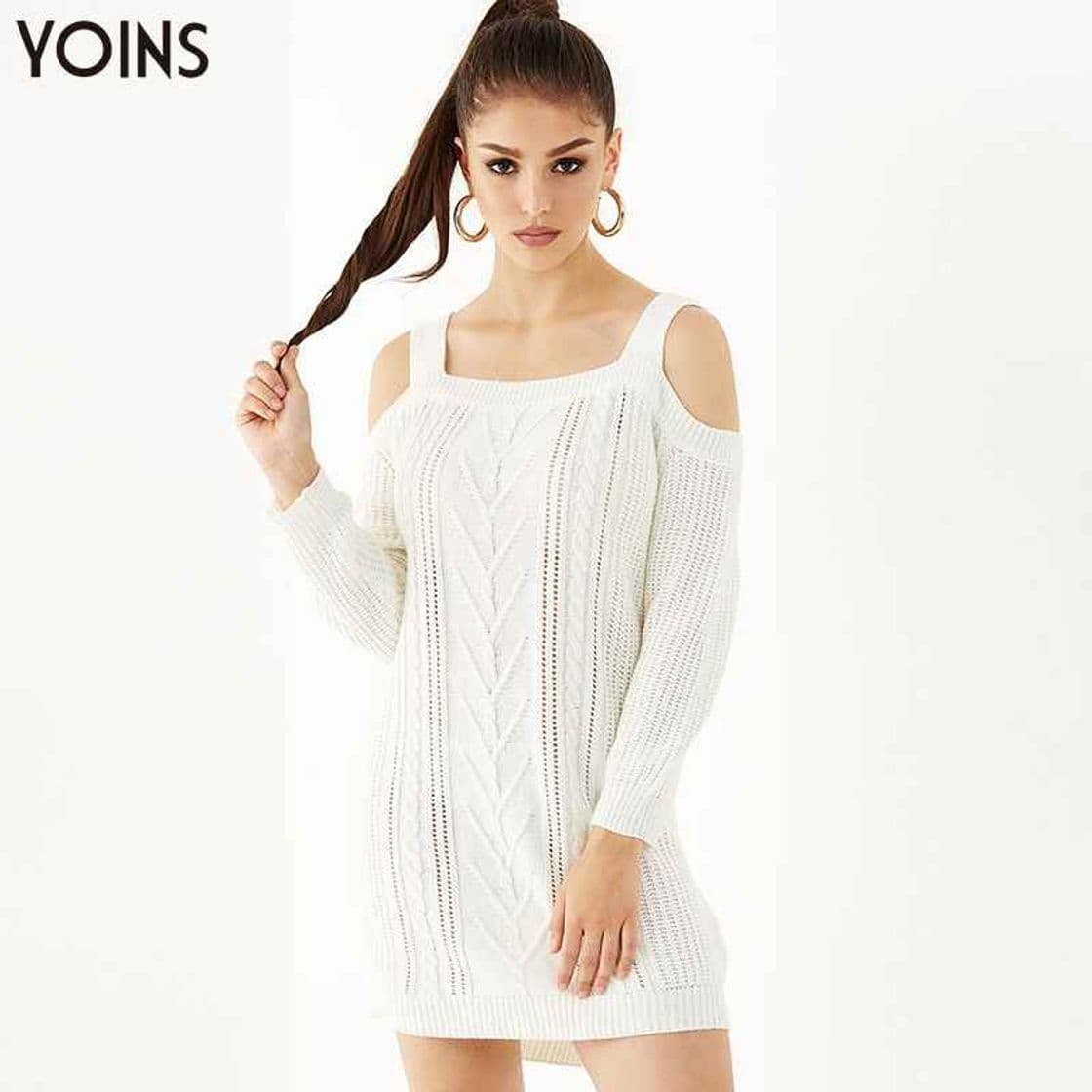 Fashion YOINS Vestido de hombro frío sexy sólido manga corta mini vestidos de verano túnica top vestidos de túnica