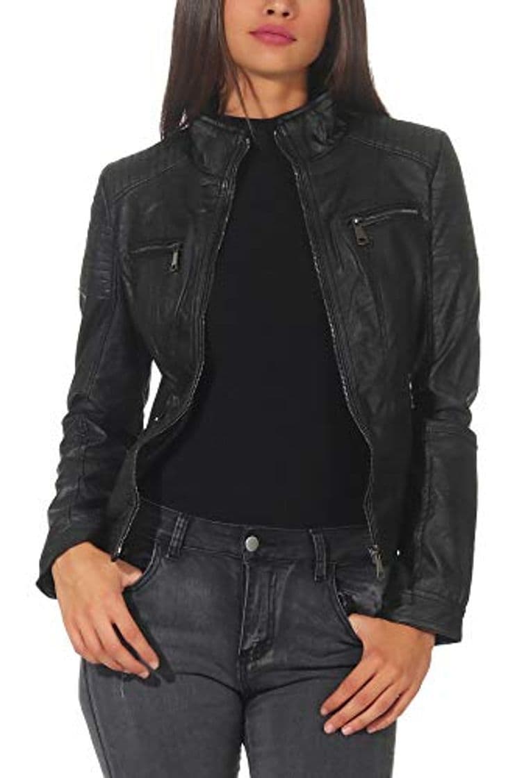 Fashion Malito Mujer Chaqueta Cuero Sintético Biker Chaqueta Saco Blazer 5179