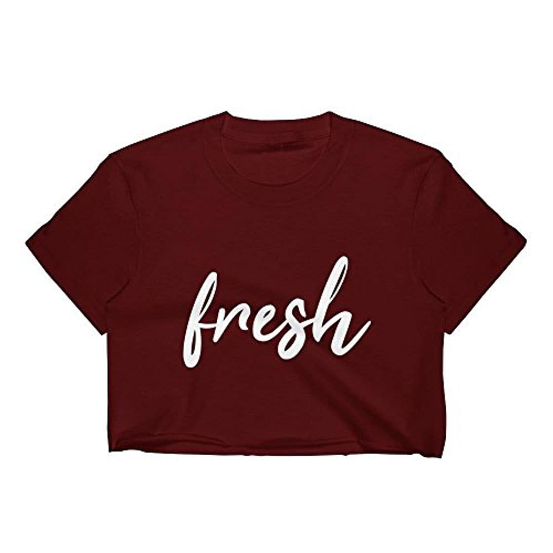 Moda Shatel Clothing Fresh Crop Top Camiseta de Cuello Redondo Rojo Granate Large