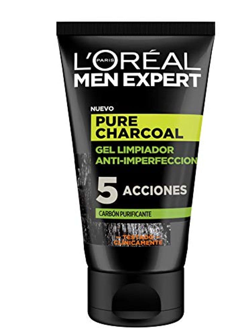 Place L'Oreal Men Expert Pure Charcoal, Gel Limpiador Anti-Imperfecciones con Carbón Purificante, 1