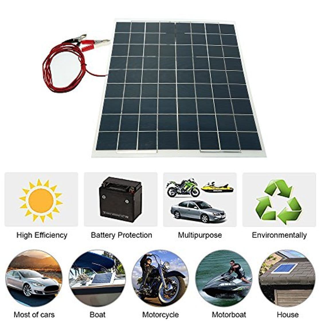 Product Módulo de panel solar monocristalino de enjoysolar 30W 12V Semi Flexibles Sistema de Panel Solar Dispositivo de Panel Solar Cargador de Batería Silicio Monocristalino Alto índice de Conversión Car