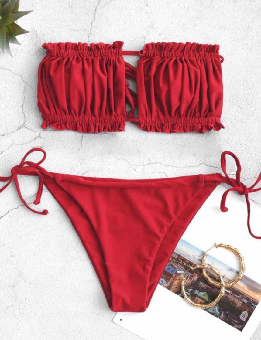 Moda Biquíni Bandeau vermelho ❤️