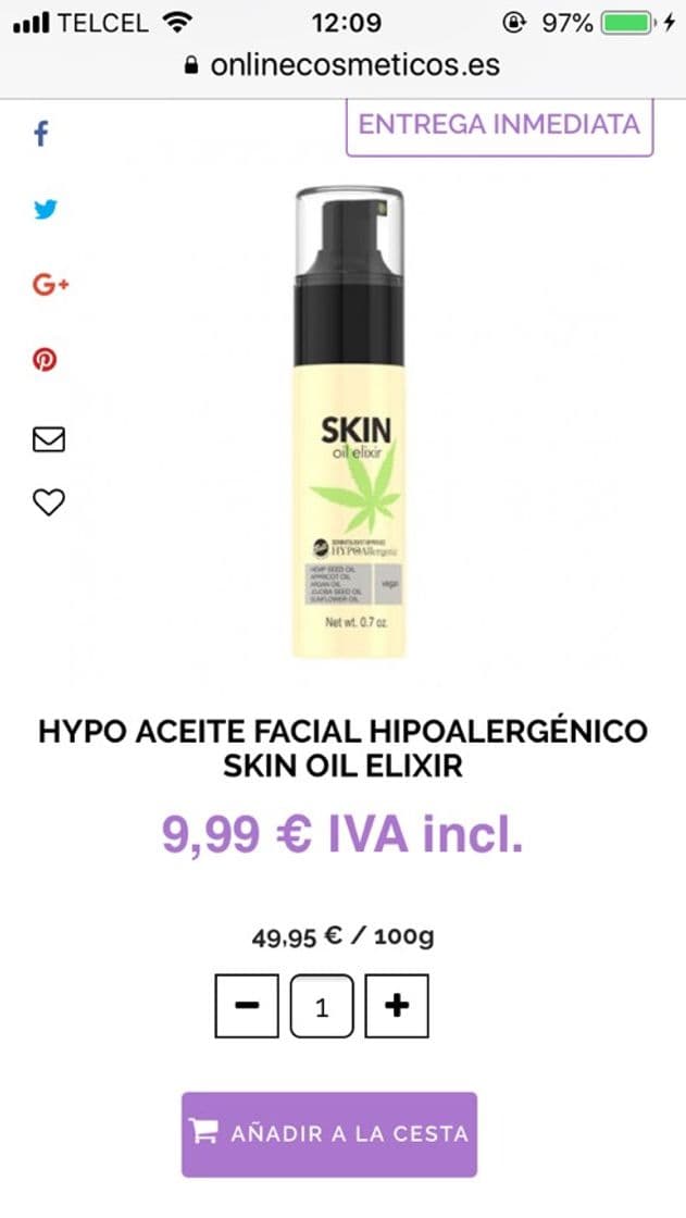 Fashion Hypo aceite facial hipoalergenico 