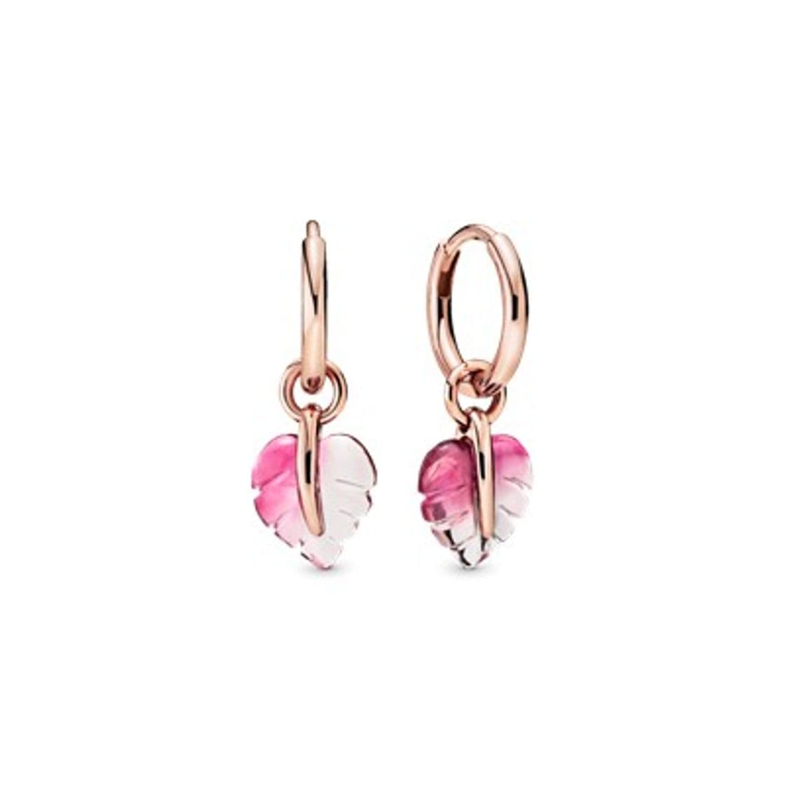 Fashion Aretes de aro hoja de cristal murano rosa 