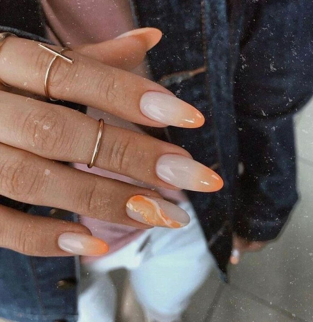 Moda Uñas decorado naranja