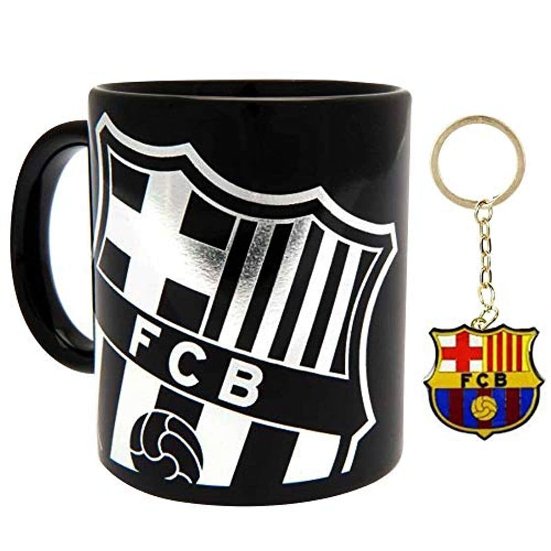 Producto FCB - Juego de taza de cerámica y llavero con escudo del