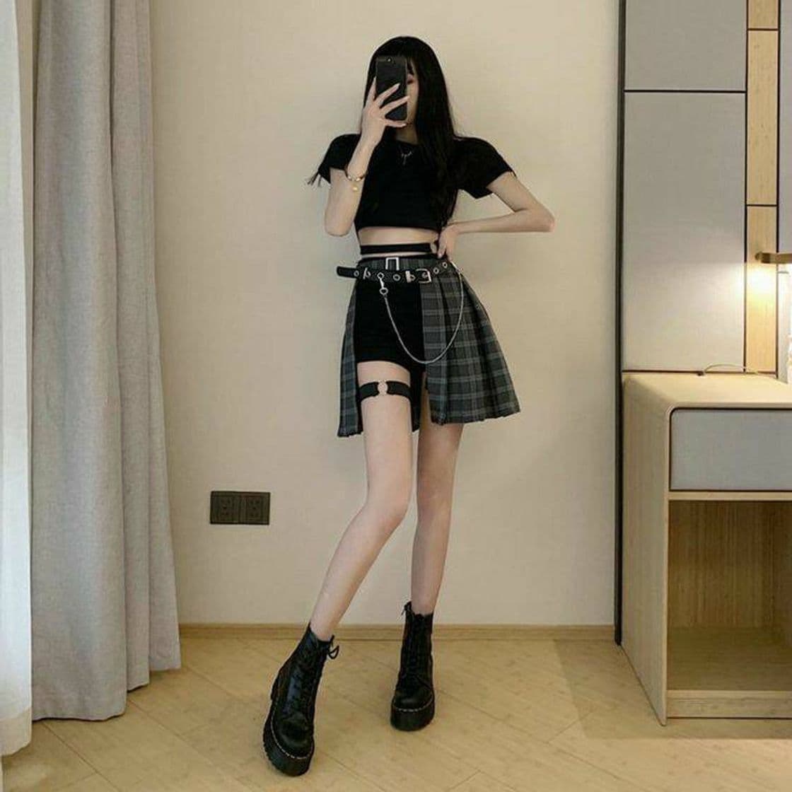 Moda Gothic plaid skirt