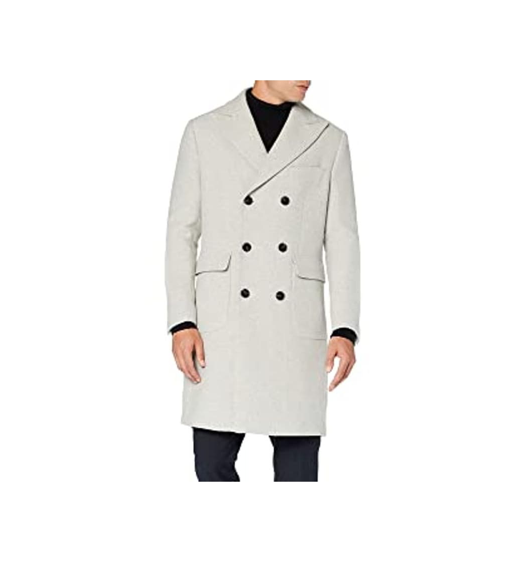 Fashion Marca Amazon - find. Abrigo Estilo Trenca de Lana Hombre, azul