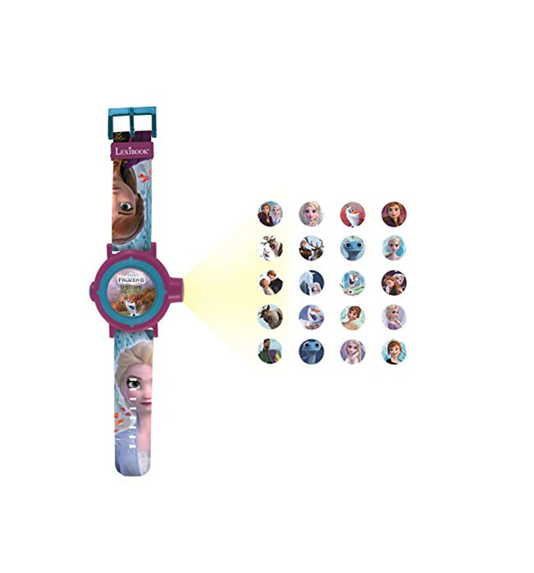 Moda LEXIBOOK- Frozen 2 Reloj Correa Ajustable Pantalla Digital con 20 proyecciones de