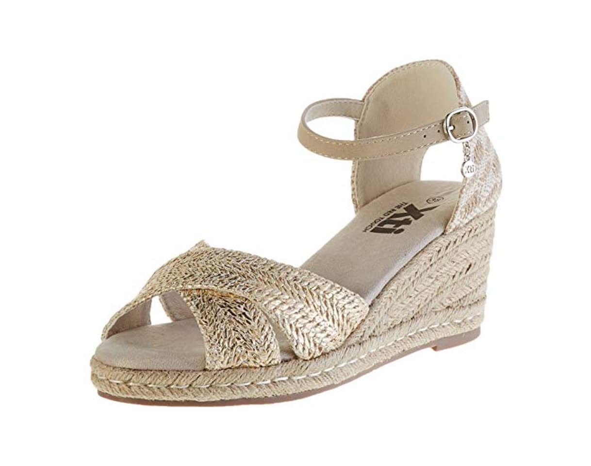 Fashion XTI 49706.0, Sandalias con Plataforma para Mujer, Dorado