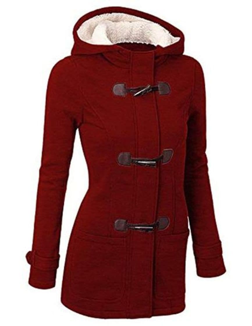 Fashion GHYUGR Abrigos con Horn Botones Mujer Invierno Elegantes Slim Chaqueta con Capucha