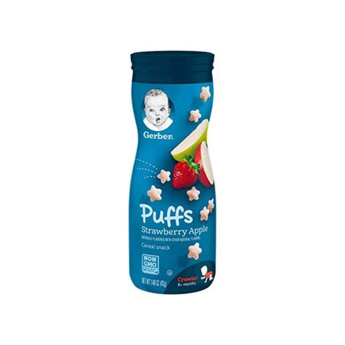 Producto Gerber, Graduados, Aperativos Puffs cereales, Fresa Manzana, 1,48 oz