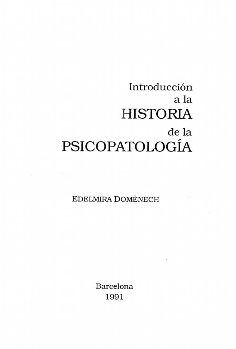 Libro Introducción a la historia de la psicopatología.