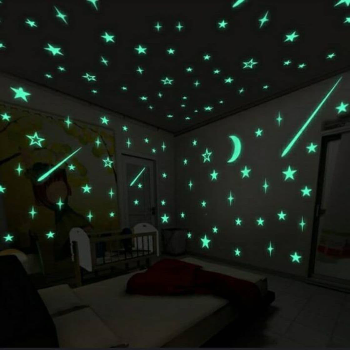 Fashion Adesivos fluorescente, estrelas brilhantes 