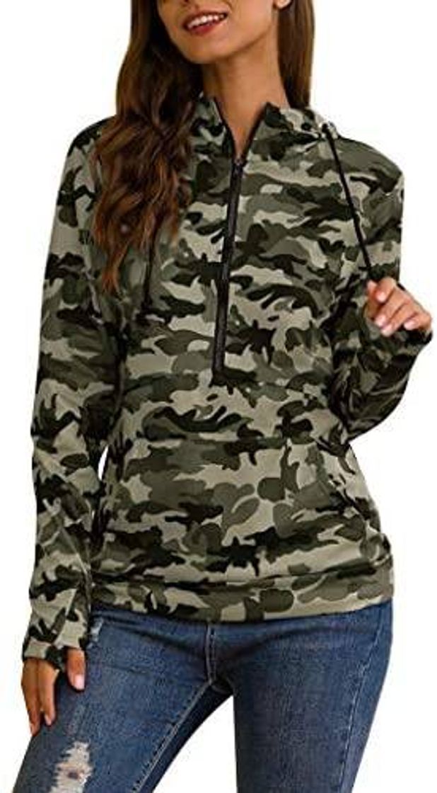 Fashion Sudadera de manga larga militar 