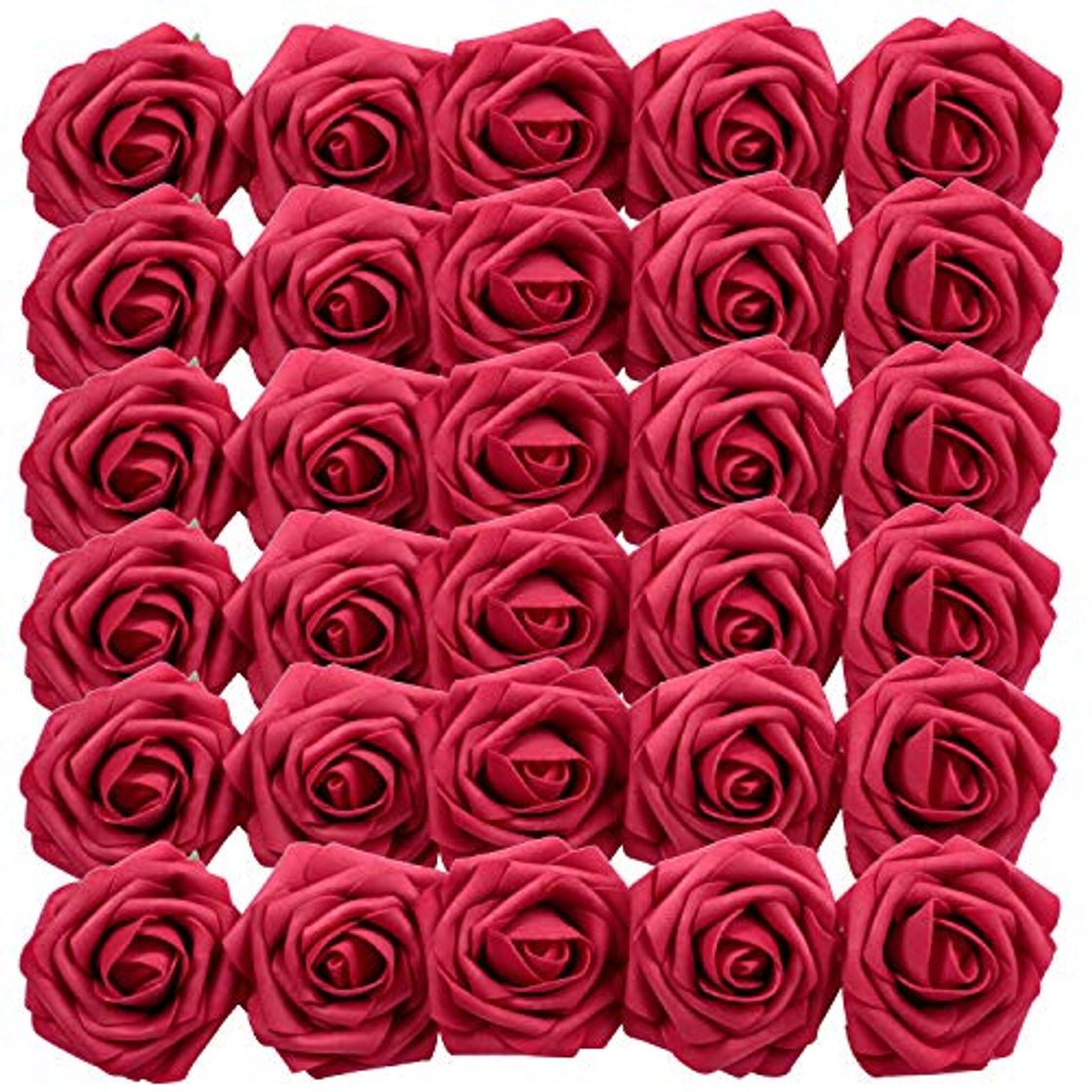 Product Homcomodar Flores Artificiales Rosa roja Oscura 30 Piezas Rosas Falsas de Aspecto Real con Tallo para Bodas Ramos de Bricolaje centros de Mesa arreglo Fiesta decoración del hogar