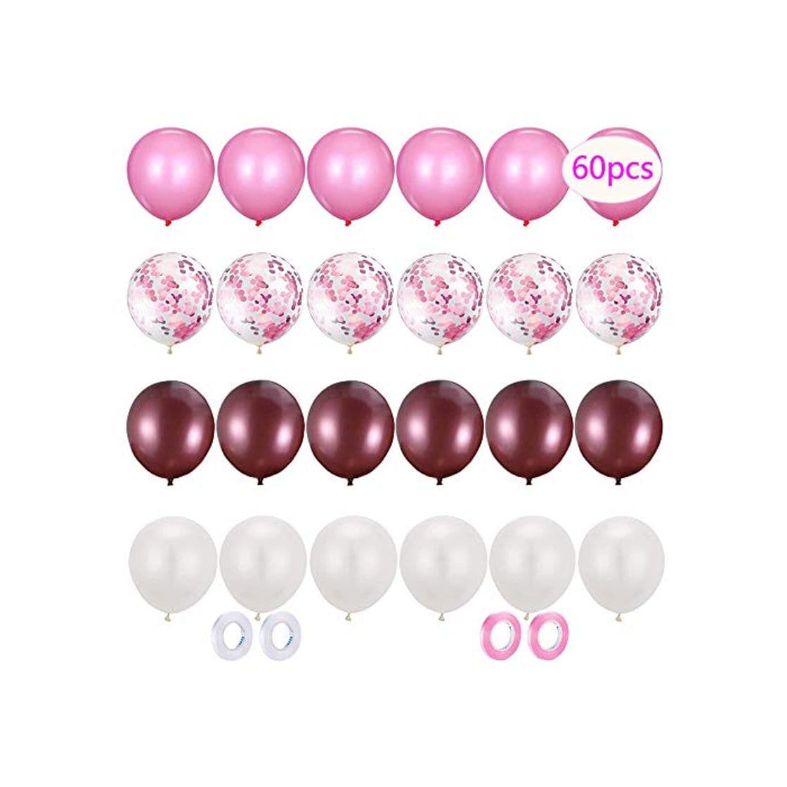 Product Globo Rosa,60 Piezas Globos de Confeti Globos de Látex Rosado Blanco,Para Cumpleaños,Bodas,