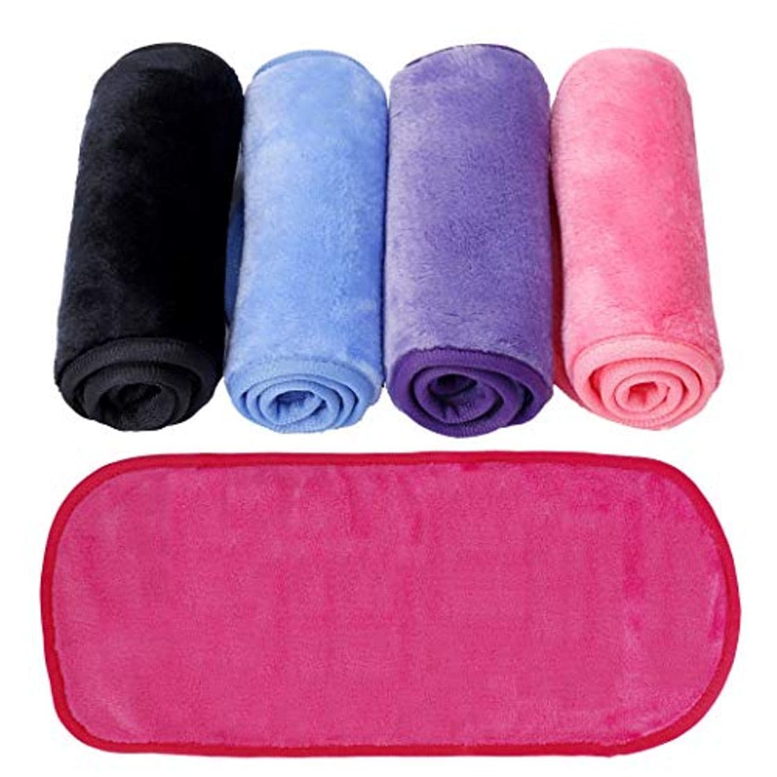 Product Toallitas Desmaquillantes Microfibra 5 Piezas Facial Toalla Desmaquillante Lavable y Reutilizable Makeup Remover Cloths Para limpieza de facial suciedad aceites y cosméticos 40cm x 16cm