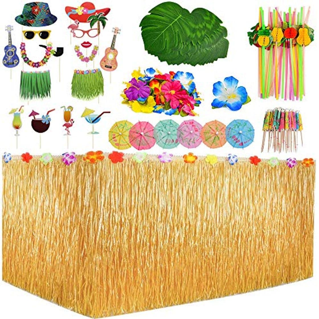 Product Evance 165 Piezas Hawaiano Luau Falda de Mesa Set de decoración, Decoración