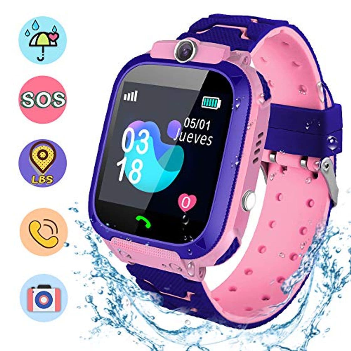 Product NAIXUES Smartwatch Niños, Reloj Inteligente Niña IP67, LBS, Hacer Llamada, Chat de