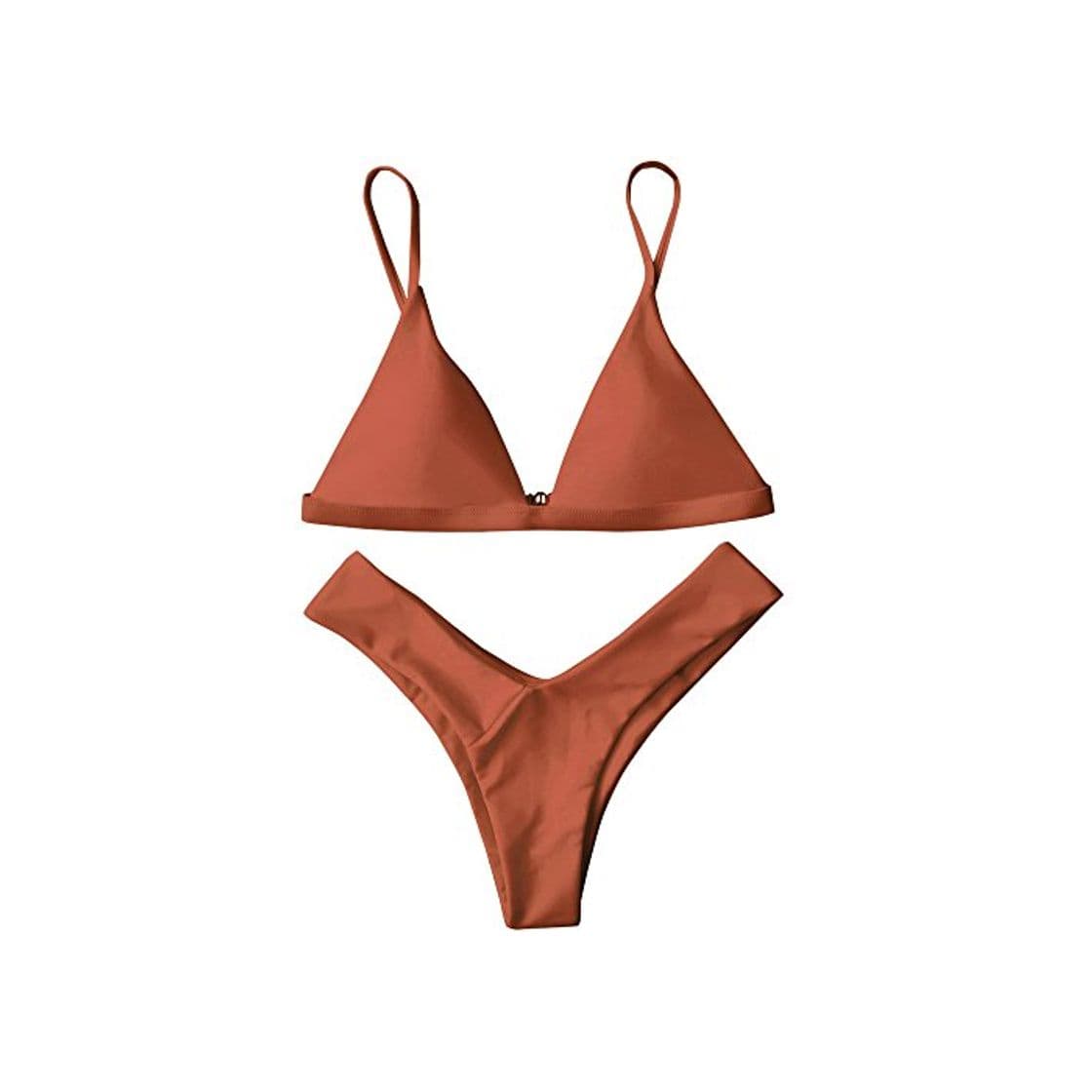 Moda ZAFUL Mujer Sólido Tanga Corte Alto Bikini Conjuntos