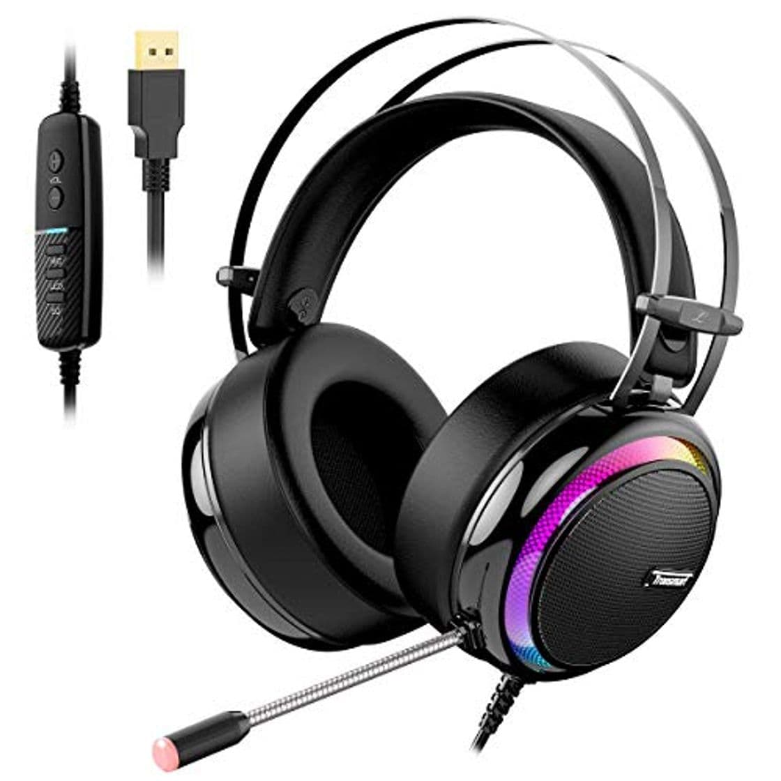 Electrónica Tronsmart Auriculares Gaming para PS4 con Micrófono Diadema LED-glary-Cascos Gaming Sonido Envolvente