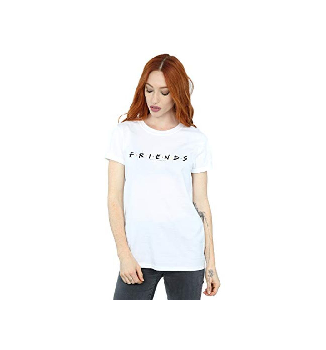 Producto Friends Mujer Text Logo Camiseta del Novio Fit Blanco Large