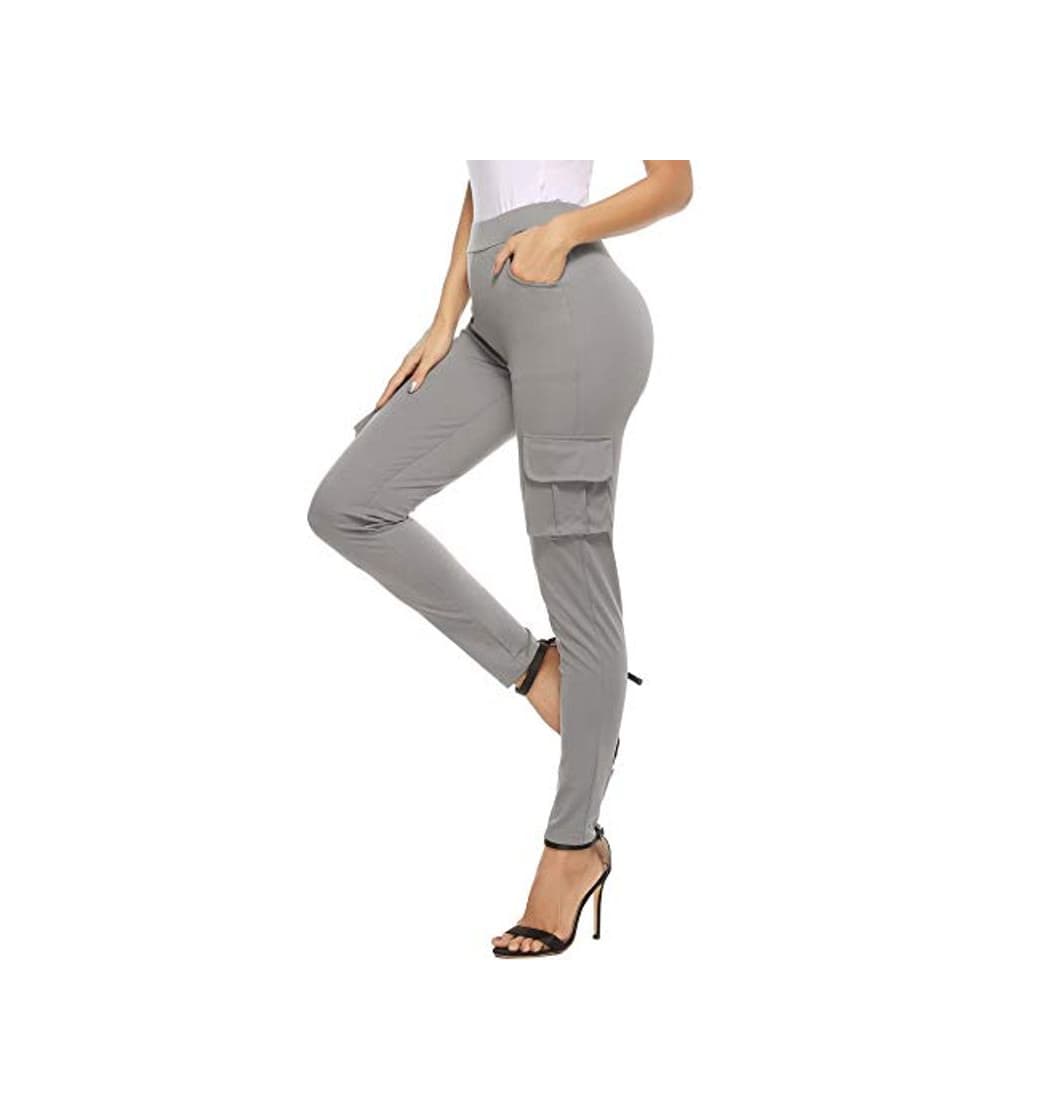 Moda Aibrou Mujer Pantalón Ocio Cómodo Jogging Yoga Pantalón Deportivo de Gimnasia para Mujer Gris S