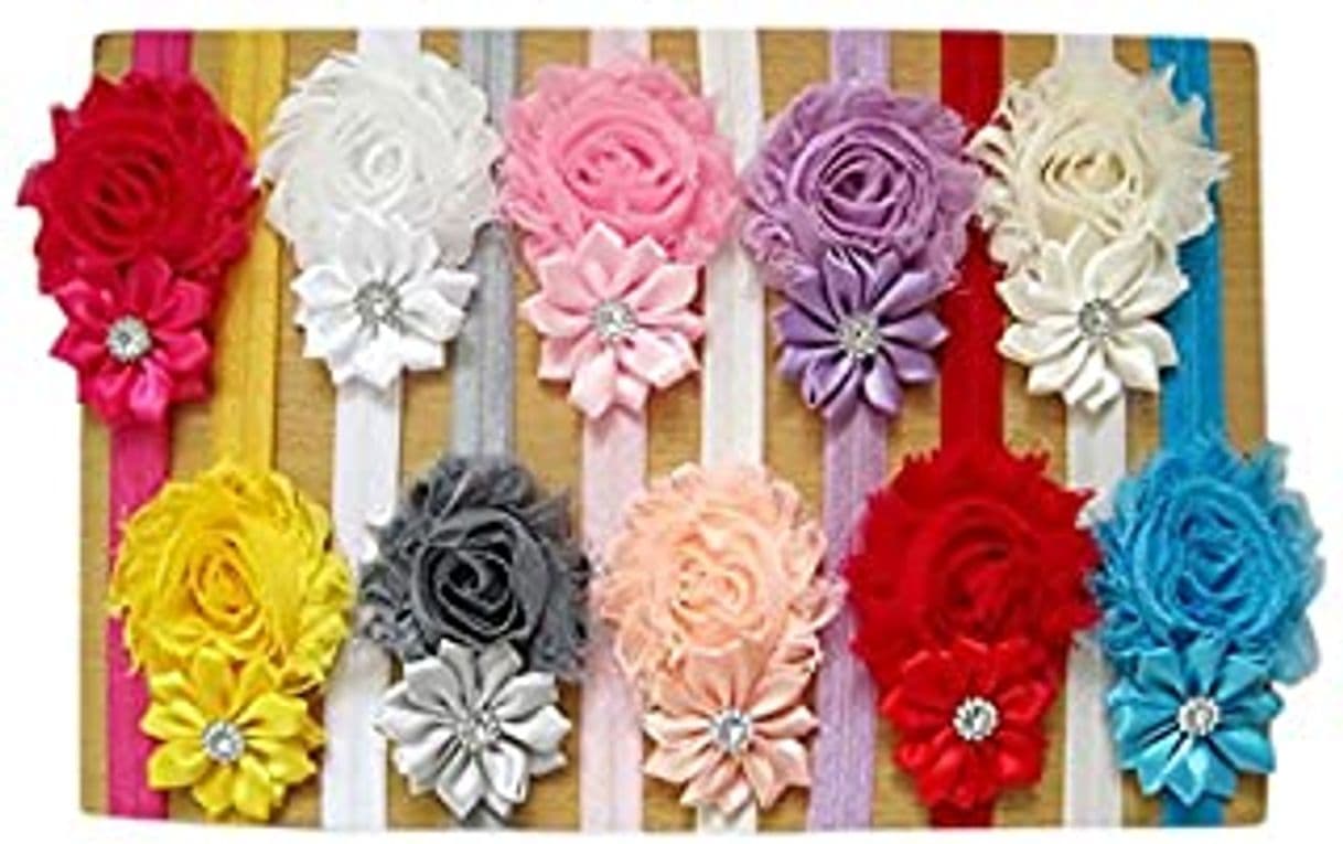 Moda winwintom 10 Piezas Babys Diademas niña Diadema Gasa Flor Lazo