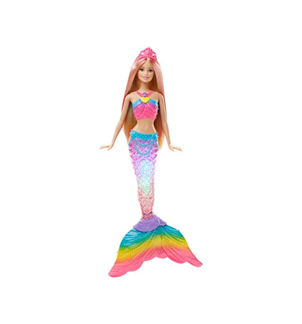 Producto Barbie Dreamtopia, muñeca Sirena Luces de Arcoíris, regalo para niñas y niños