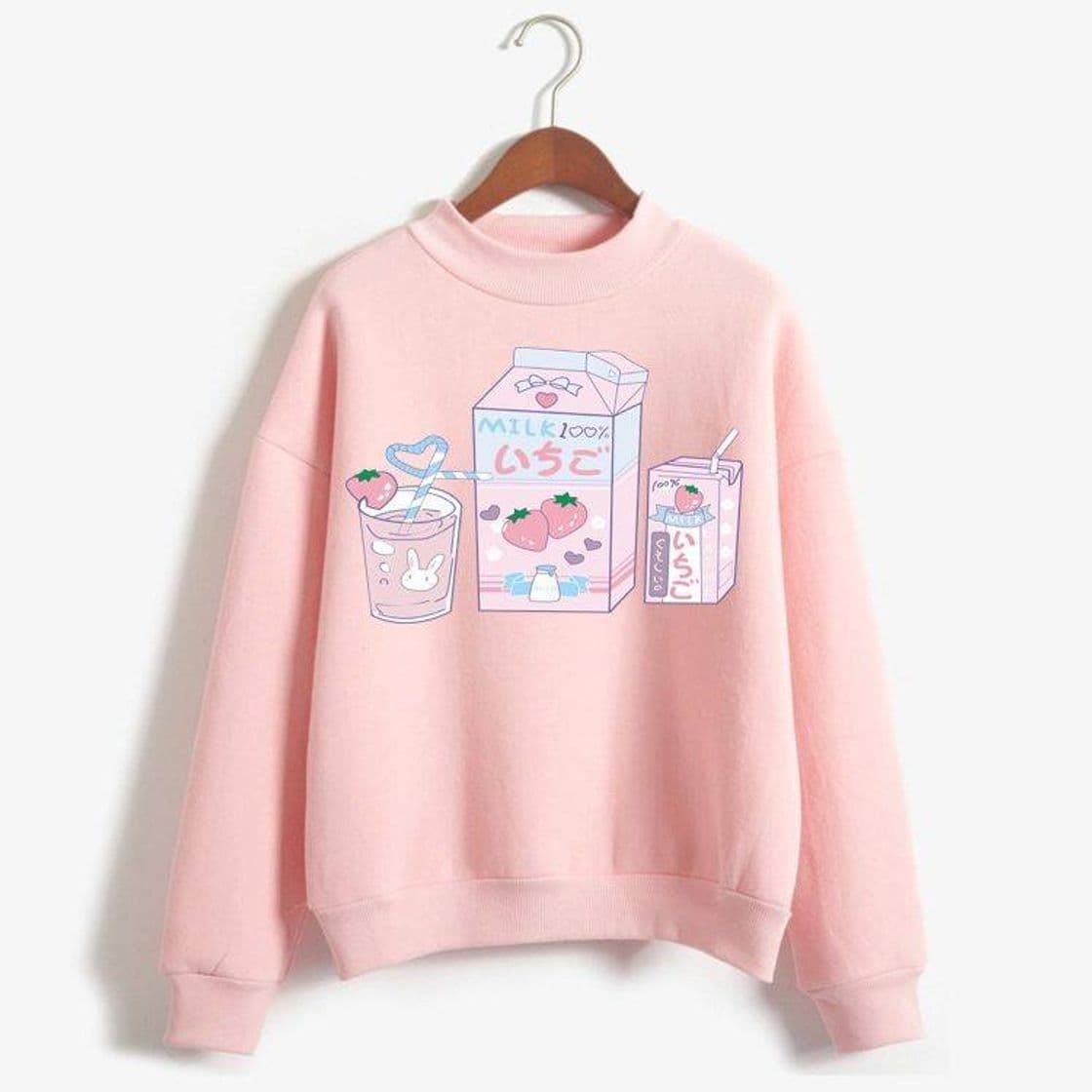 Moda Cute milk print pink sweatshirt