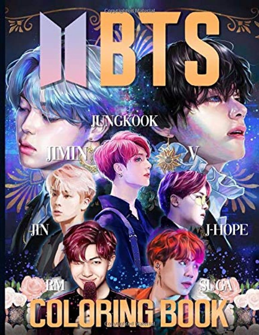 Book BTS Coloring Book: Stress Relief with BTS Jin, RM, JHope, Suga, Jimin, V, Jungkook Coloring Books for ARMY and KPOP Adults & Teenagers