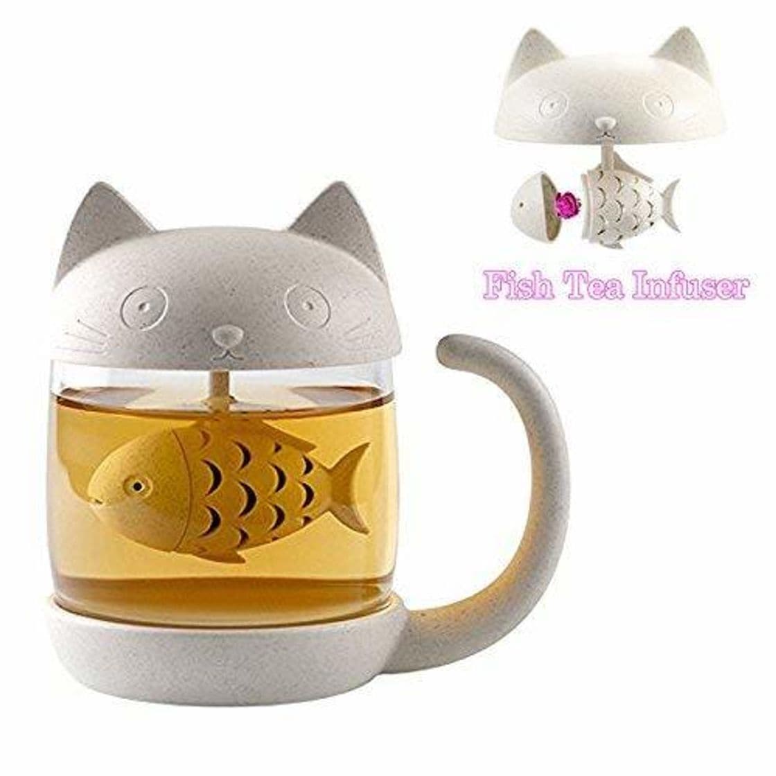 Home BigNoseDeer Taza de té de Cristal del Gato Taza De Agua Bottle-with