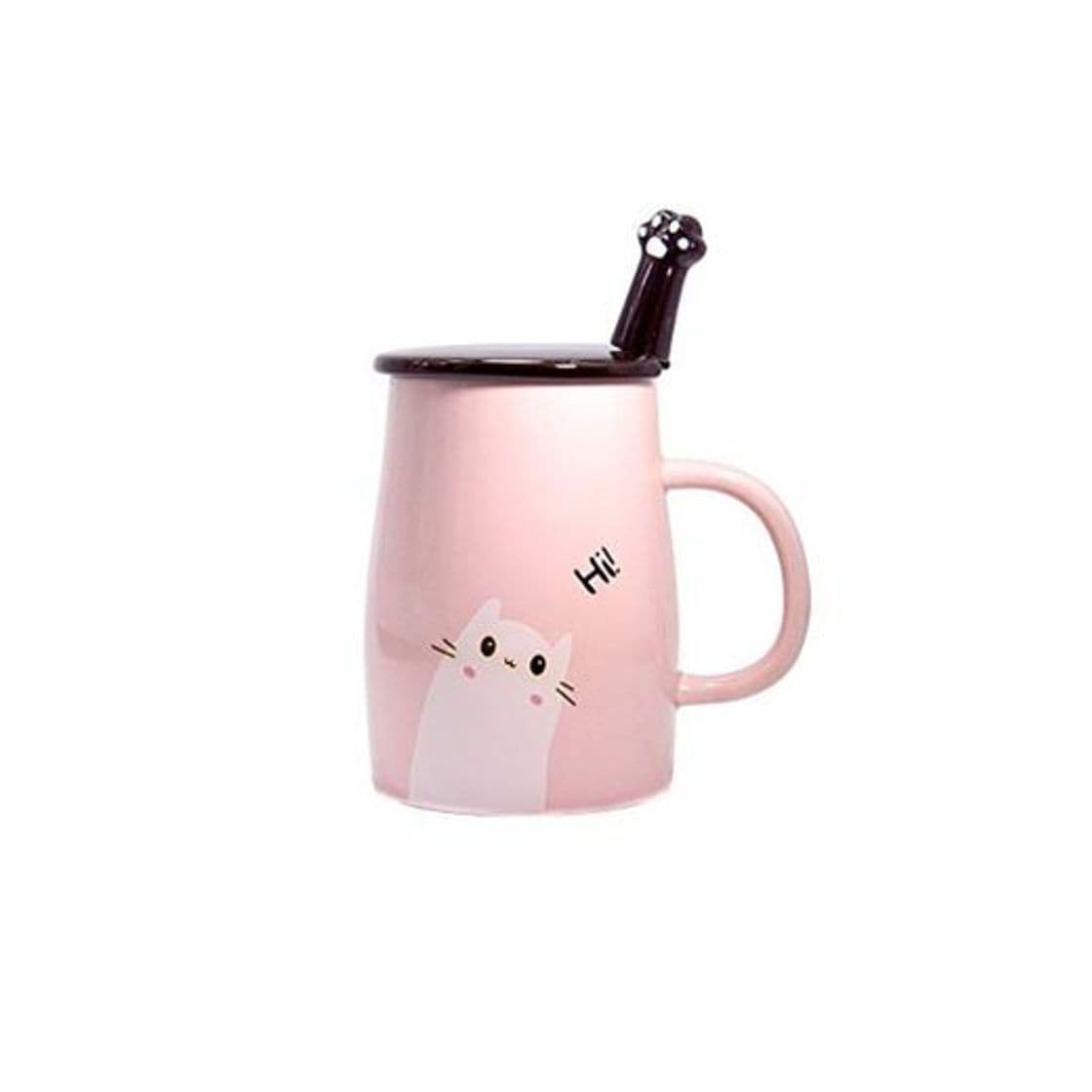 Home Taza Linda del Gato Taza de café de cerámica con Cuchara de