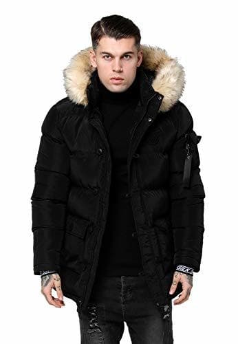 Moda Sik Silk de los Hombres Chaqueta Parka Brillante Puffer