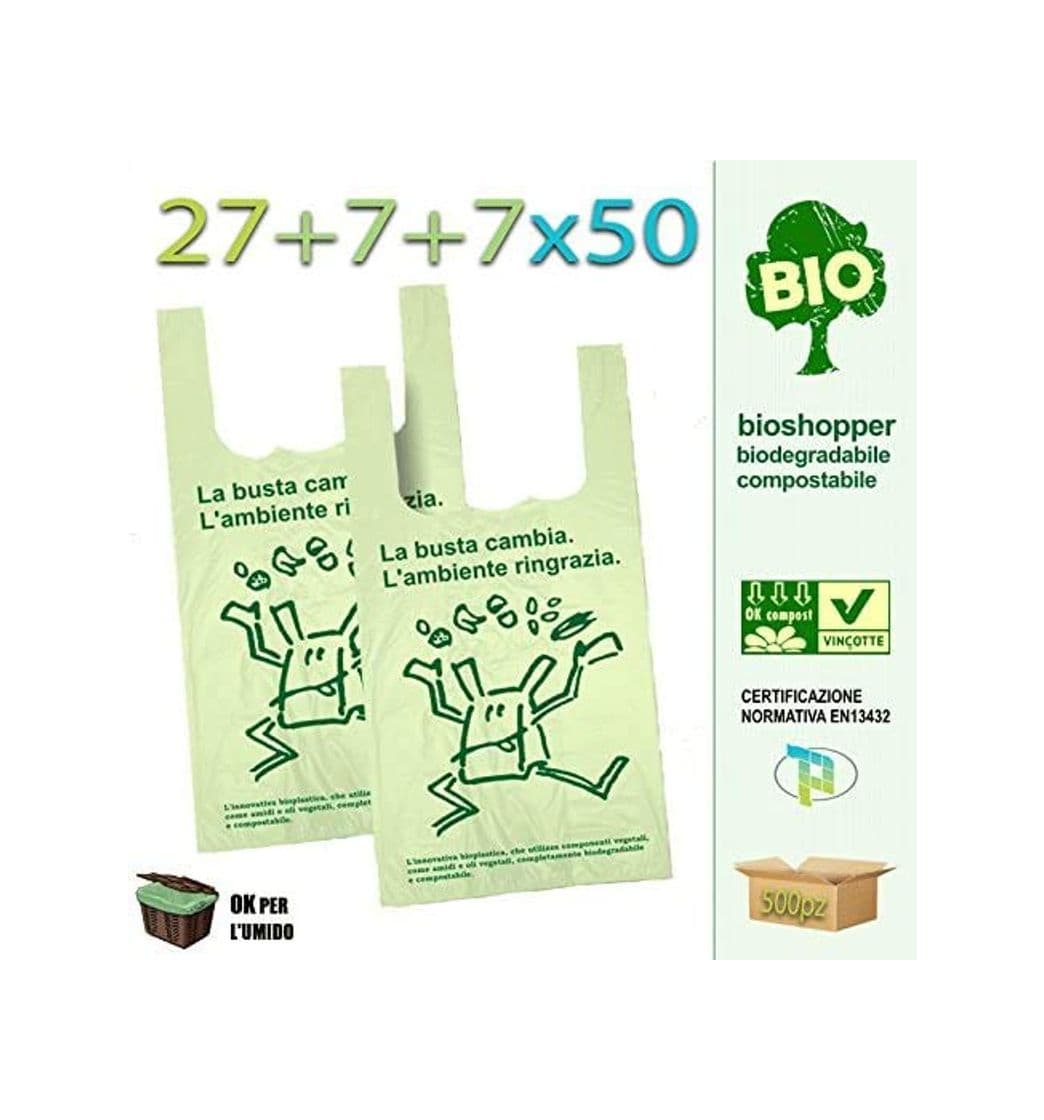 Moda Palucart® - Caja con 500 bolsas de la compra biodegradables y compostables según