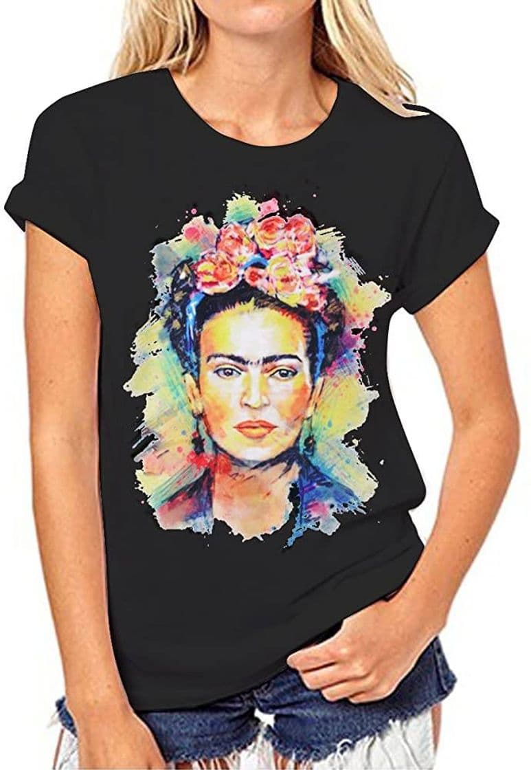 Moda Playera negra con estampado FRIDA KAHLO