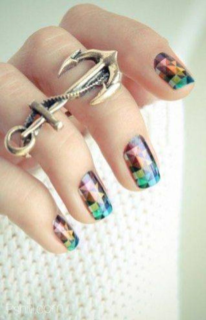 Moda Uñas multicolor holograficas