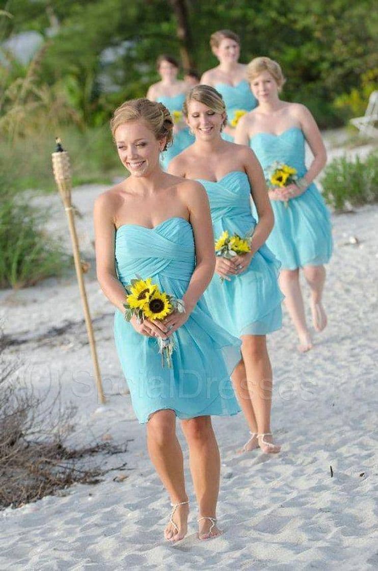 Fashion Vestido en verde agua para las damas de honor