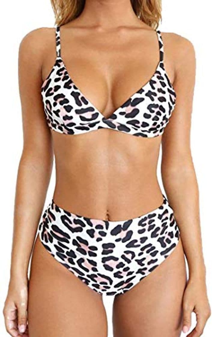 Fashion Meizas Traje de baño Bikini Estampado, Traje de baño Retro de Cintura