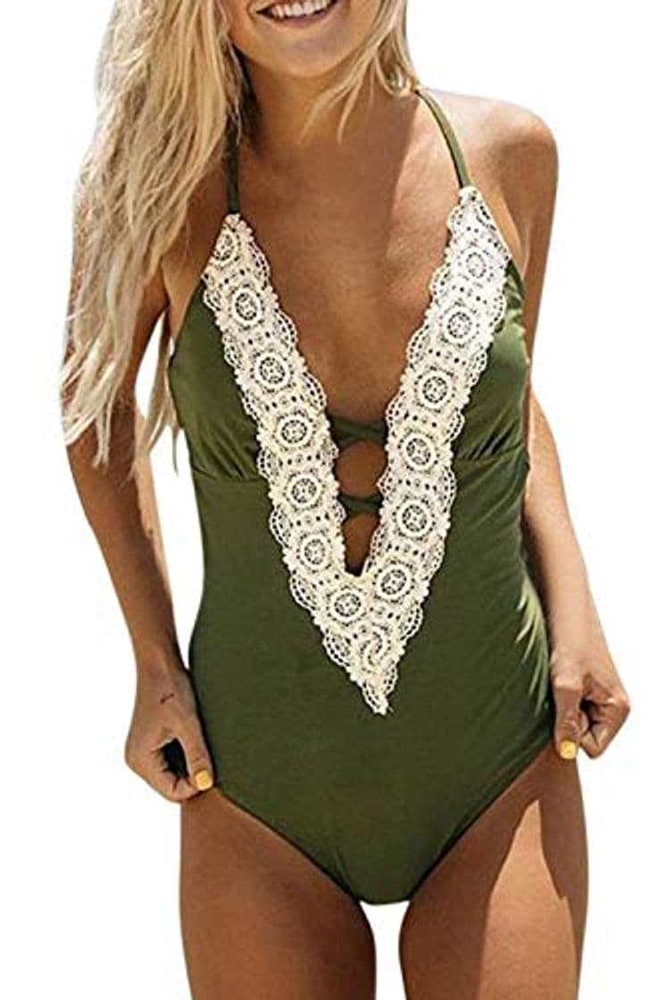 Product heekpek Traje de Baño Una Pieza para Mujer Encaje Sexy V Cuello Bikin Conjuntos Push Up Acolchado Ropa de Playa Tanga Bikini Monokini Traje de Baño