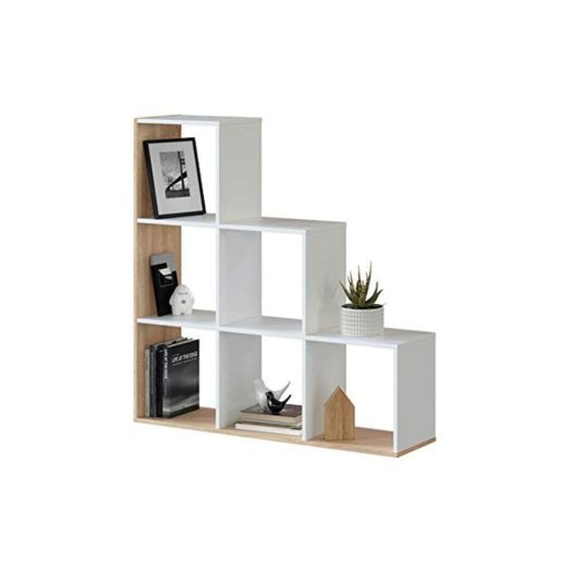 Producto Habitdesign Estantería Librería, Salón, Comedor o Despacho, Modelo Lua, Acabado en Blanco